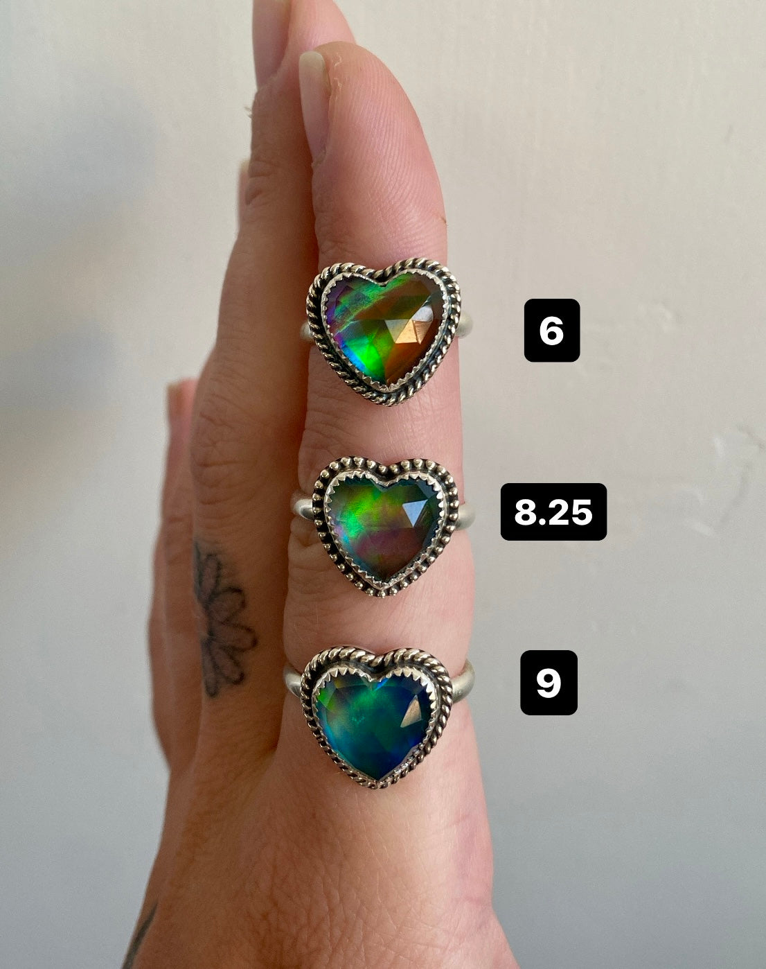 AURORA OPAL HEART RINGS