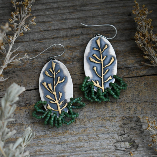 SAGEBRUSH EARRINGS W/ GREEN BEADS